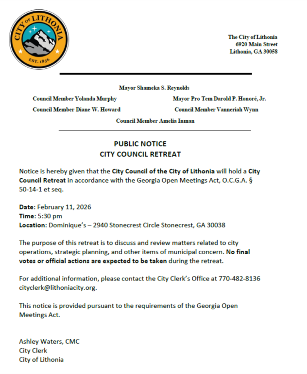 Public Notice - City Council Retreat